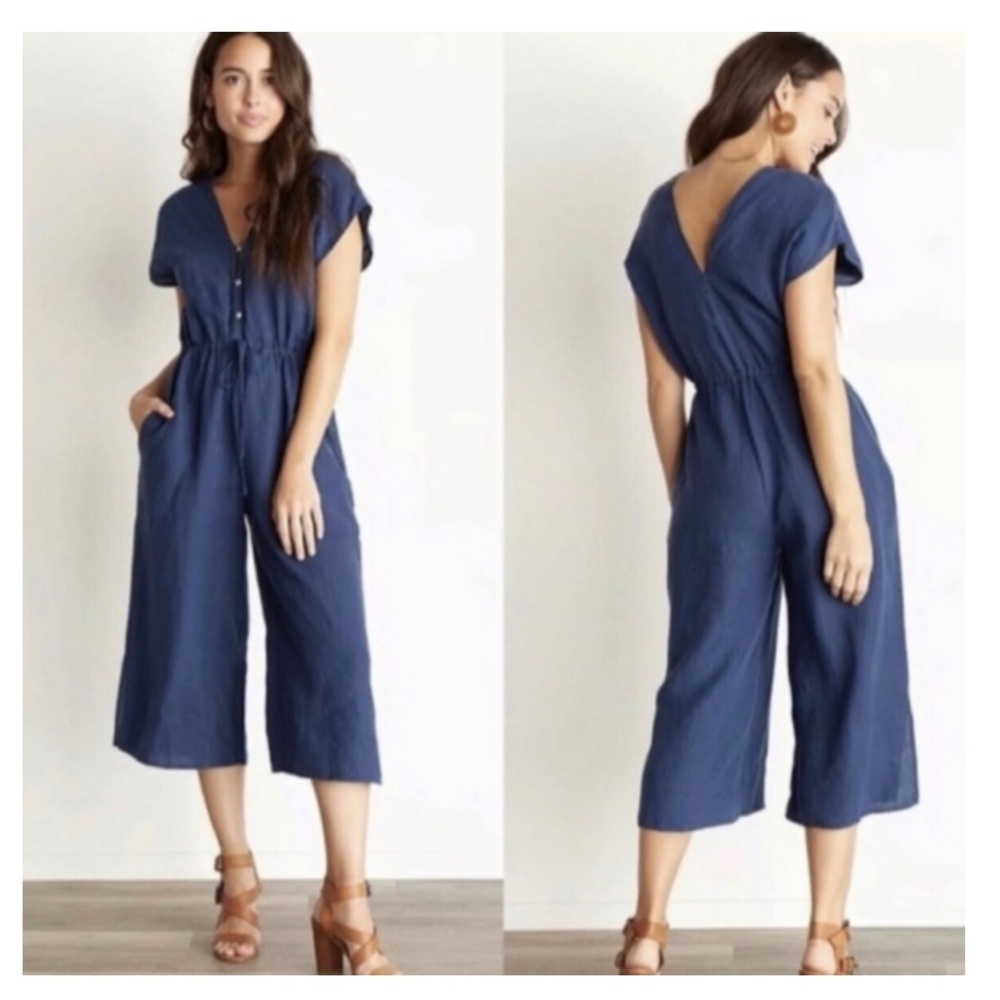 Anthropology Cloth And Stone 100% Linen Jumpsuit Tag Size S, Fits up to M